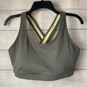 Avia Gray and Yellow Crossback Sports Bra Back Keyhole Size L (12-14)
